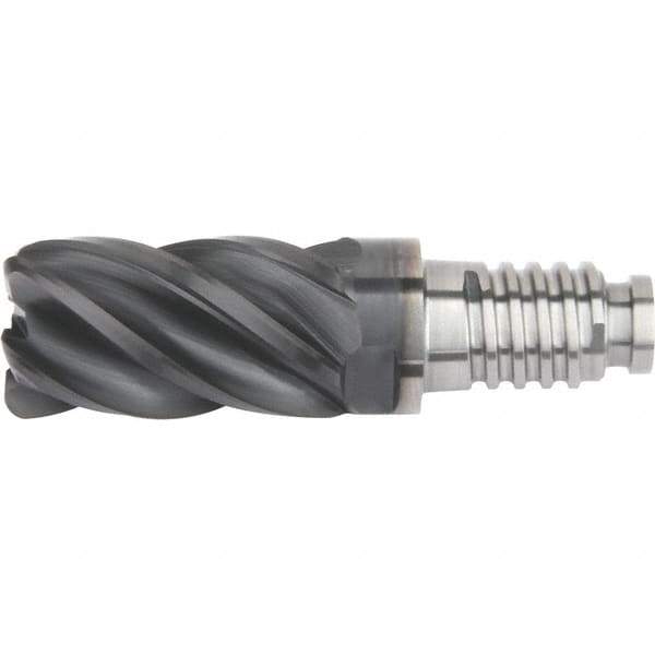 Kennametal - 16" Diam, 24mm LOC, 5 Flute 6mm Corner Radius End Mill Head - Solid Carbide, AlTiN Finish, Duo-Lock 16 Connection, Spiral Flute, 39° Helix - USA Tool & Supply