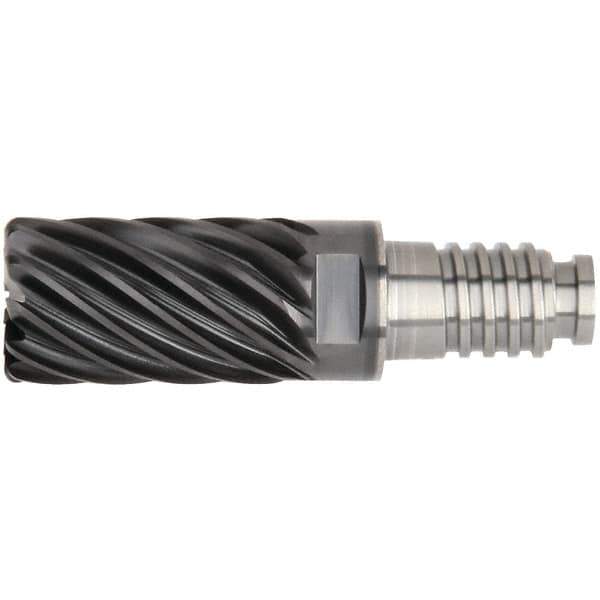 Kennametal - 25" Diam, 37.5mm LOC, 19 Flute 5mm Corner Radius End Mill Head - Solid Carbide, AlTiN Finish, Duo-Lock 25 Connection, Spiral Flute, 36° Helix - USA Tool & Supply