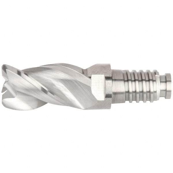 Kennametal - 16" Diam, 24mm LOC, 3 Flute 4mm Corner Radius End Mill Head - Solid Carbide, Uncoated, Duo-Lock 16 Connection, Spiral Flute, 38° Helix, Centercutting - USA Tool & Supply