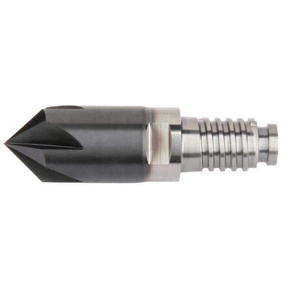 Kennametal - 10mm Diam, 2mm LOC, 4mm Chamfer Width, 4 Flute 60° Corner Chamfer - Solid Carbide, AlTiN Finish, Duo-Lock 10 Connection, Spiral Flute, 0° Helix - USA Tool & Supply