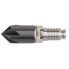 Kennametal - 12mm Diam, 3mm LOC, 5mm Chamfer Width, 5 Flute 60° Corner Chamfer - Solid Carbide, AlTiN Finish, Duo-Lock 12 Connection, Spiral Flute, 0° Helix - USA Tool & Supply