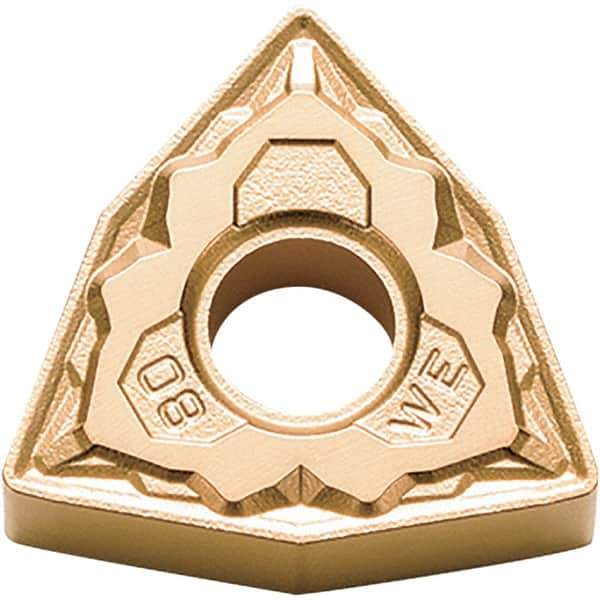 Kyocera - WNMG433 WE Grade CA025P Carbide Turning Insert - TiCN/Al2O3/TiN Finish, 80° Trigon, 1/2" Inscr Circle, 3/16" Thick, 3/64" Corner Radius - USA Tool & Supply