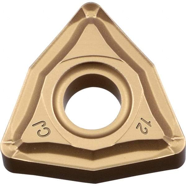 Kyocera - WNMG432 CJ Grade CA025P Carbide Turning Insert - TiCN/Al2O3/TiN Finish, 80° Trigon, 1/2" Inscr Circle, 3/16" Thick, 1/32" Corner Radius - USA Tool & Supply