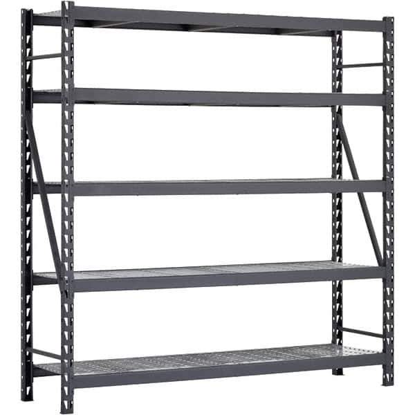 Edsal - 5 Shelf Starter Unit Wire Deck Open Steel Shelving - 7,500 Lb Capacity, 90" Wide x 90" High x 24" Deep, Black - USA Tool & Supply