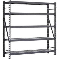 Edsal - 5 Shelf Starter Unit Wire Deck Open Steel Shelving - 7,500 Lb Capacity, 90" Wide x 90" High x 24" Deep, Black - USA Tool & Supply