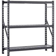 Edsal - 3 Shelf Starter Unit Wire Deck Open Steel Shelving - 4,500 Lb Capacity, 77" Wide x 72" High x 24" Deep, Black - USA Tool & Supply