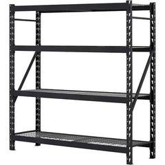 Edsal - 4 Shelf Starter Unit Wire Deck Open Steel Shelving - 6,000 Lb Capacity, 77" Wide x 78" High x 24" Deep, Black - USA Tool & Supply