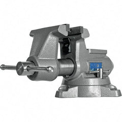 Wilton - 5-1/2" Jaw Width, 5" Opening Capacity, 3-5/8" Throat Depth, Iron Swivel Bench Vise - Double Lockdown Base Attachment, Anvil, 17-45/64" Long x 10-39/64" Wide x 8-13/32" High - USA Tool & Supply