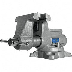 Wilton - 6-1/2" Jaw Width, 6-1/2" Opening Capacity, 4-3/8" Throat Depth, Iron Swivel Bench Vise - Double Lockdown Base Attachment, Anvil, 19-19/64" Long x 11" Wide x 9-13/32" High - USA Tool & Supply