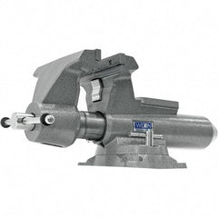 Wilton - 10" Jaw Width, 12" Opening Capacity, 5-1/4" Throat Depth, Iron Swivel Bench Vise - Double Lockdown Base Attachment, Anvil, 28-45/64" Long x 12-39/64" Wide x 11-51/64" High - USA Tool & Supply