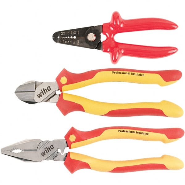 Wiha - Plier Sets Set Type: Cutting Pliers; Insulated Pliers; Wire Stripper Number of Pieces: 3 - USA Tool & Supply