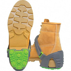 Winter Walking - Size 16+, Strap-On Cleat - Tungsten Carbide Stud Traction, Green & Gray - USA Tool & Supply