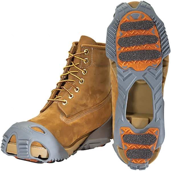 Winter Walking - Size 9.5-11, (Women's Size 11.5+) Overshoe Cleat - Grit Traction, Orange & Gray - USA Tool & Supply