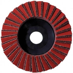 Metabo - 60 Grit, 5" Disc Diam, 7/8" Center Hole, Type 29 Aluminum Oxide Flap Disc - 12,225 Max RPM, Fiberglass Backing, Arbor Attaching System, Coated & Non-Woven Combo - USA Tool & Supply