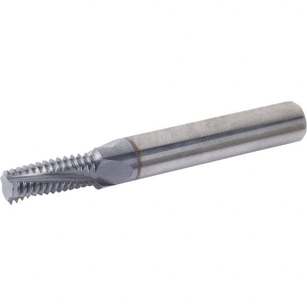 Vargus - 1/8-27 NPT, 7.5mm Cutting Diam, 4 Flute, Solid Carbide Helical Flute Thread Mill - Internal/External Thread, 9.4mm LOC, 63mm OAL, 8mm Shank Diam - USA Tool & Supply