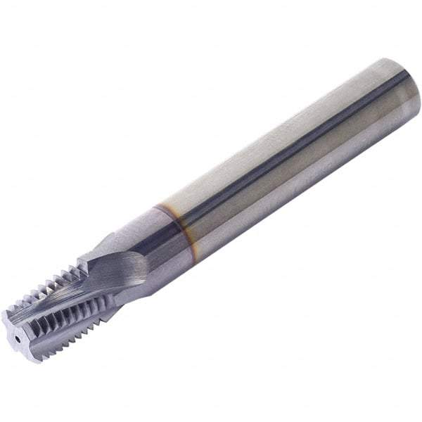 Vargus - 1/8-27 NPTF, 7.65mm Cutting Diam, 3 Flute, Solid Carbide Helical Flute Thread Mill - Internal/External Thread, 9.88mm LOC, 61mm OAL, 8mm Shank Diam - USA Tool & Supply