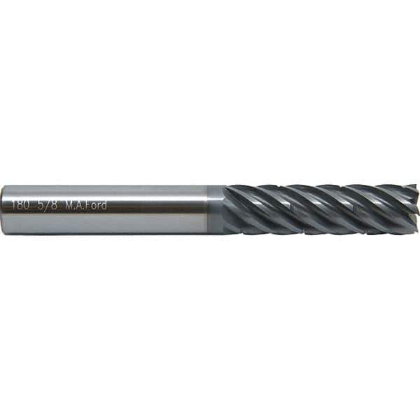 M.A. Ford - 1/2", 7 Flute, Single End, Solid Carbide, 0.03" Corner Radius End Mill - 4" OAL, 38° Helix, Right Hand Flute, 2" LOC, Right Hand Cut - USA Tool & Supply