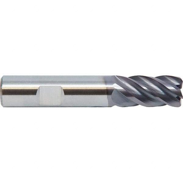M.A. Ford - 1", 5 Flute, Single End, Solid Carbide, 0.06" Corner Radius End Mill - 4" OAL, 38° Helix, Right Hand Flute, 1-1/2" LOC, Right Hand Cut - USA Tool & Supply
