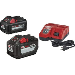 Milwaukee Tool - 18 Volt, 2 Battery Lithium-Ion Power Tool Charger - AC Wall Outlet Power Source, Batteries Included - USA Tool & Supply