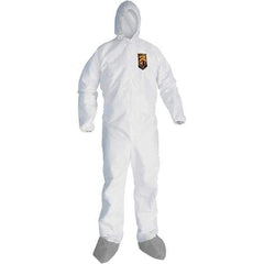 KleenGuard - Size 3XL Microporous Film Laminate General Purpose Coveralls - White, Zipper Closure, Elastic Cuffs, with Boots, Serged Seams - USA Tool & Supply