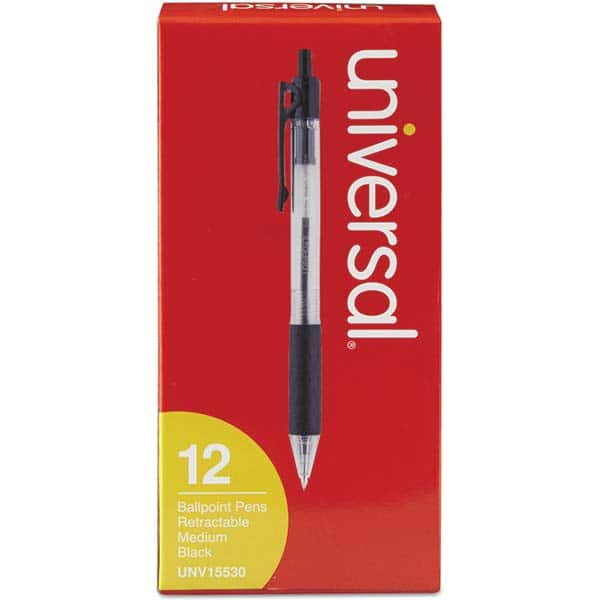 UNIVERSAL - Pens & Pencils Type: Comfort Grip Retractable Pen Color: Black - USA Tool & Supply