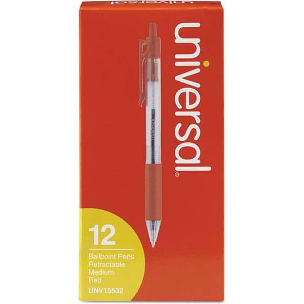 UNIVERSAL - Pens & Pencils Type: Comfort Grip Retractable Pen Color: Red - USA Tool & Supply