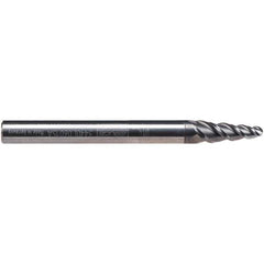 Emuge - 6° Taper Angle per Side, 4.28mm Small End Diam, 15mm LOC, Solid Carbide 3 Flute Tapered Ball End Mill - AlCr Finish, 62mm OAL, 6mm Shank Diam, Spiral Flute, 45° Helix - USA Tool & Supply