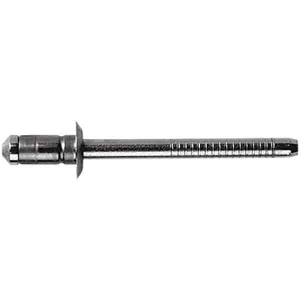 STANLEY Engineered Fastening - Size 6 Dome Head Stainless Steel Open End Blind Rivet - Steel Mandrel, 0.0591" to 0.1378" Grip, 3/16" Head Diam, 0.1929" to 0.2008" Hole Diam, 3.2" Body Diam - USA Tool & Supply