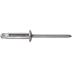 STANLEY Engineered Fastening - Size 6 Dome Head Aluminum Open End Blind Rivet - Aluminum Mandrel, 0.04" to 0.354" Grip, 3/16" Head Diam, 0.197" to 0.207" Hole Diam, - USA Tool & Supply