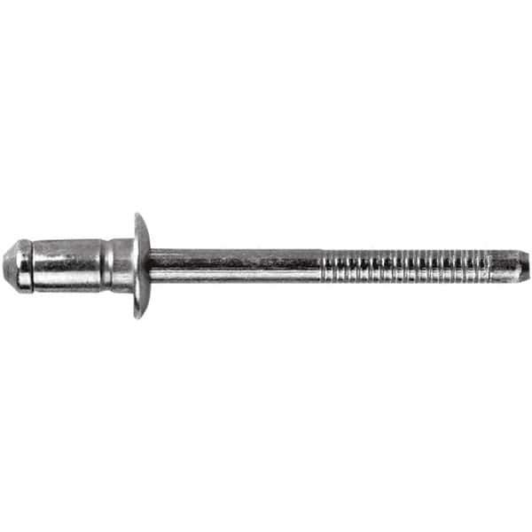 STANLEY Engineered Fastening - Size 6 Dome Head Steel Open End Blind Rivet - Steel Mandrel, 0.1378" to 0.2362" Grip, 3/16" Head Diam, 0.1929" to 0.2008" Hole Diam, 3.2" Body Diam - USA Tool & Supply