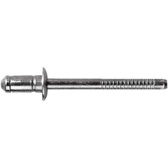 STANLEY Engineered Fastening - Size 6 Dome Head Steel Open End Blind Rivet - Steel Mandrel, 0.1378" to 0.2362" Grip, 3/16" Head Diam, 0.1929" to 0.2008" Hole Diam, 3.2" Body Diam - USA Tool & Supply