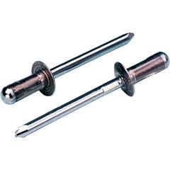 STANLEY Engineered Fastening - Size 6 Large Flange Head Aluminum Open End Blind Rivet - Steel Mandrel, 0.063" to 0.252" Grip, 3/16" Head Diam, 0.1929" to 0.1988" Hole Diam, 2.83" Body Diam - USA Tool & Supply