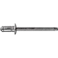 STANLEY Engineered Fastening - Size 6 Dome Head Steel Open End Blind Rivet - Steel Mandrel, 0.0591" to 0.1378" Grip, 3/16" Head Diam, 0.1929" to 0.2008" Hole Diam, 3.2" Body Diam - USA Tool & Supply