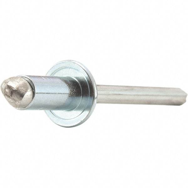 STANLEY Engineered Fastening - Size 6 Dome Head Steel Open End Blind Rivet - Steel Mandrel, 0.188" to 1/4" Grip, 3/16" Head Diam, 0.192" to 0.196" Hole Diam, 0.116" Body Diam - USA Tool & Supply