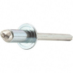 STANLEY Engineered Fastening - Size 5 Dome Head Steel Open End Blind Rivet - Steel Mandrel, 0.126" to 0.187" Grip, 5/32" Head Diam, 0.16" to 0.164" Hole Diam, 0.097" Body Diam - USA Tool & Supply