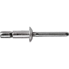 STANLEY Engineered Fastening - Size 8 Dome Head Stainless Steel Structural with Locking Stem Blind Rivet - Stainless Steel Mandrel, 0.08" to 3/8" Grip, 1/4" Head Diam, 0.261" to 0.276" Hole Diam, 0.153" Body Diam - USA Tool & Supply