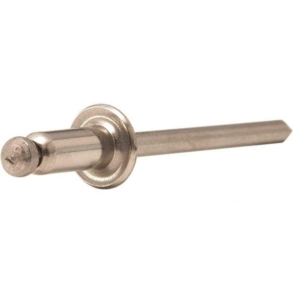 STANLEY Engineered Fastening - Size 5 Dome Head Stainless Steel Open End Blind Rivet - Steel Mandrel, 0.188" to 1/4" Grip, 5/32" Head Diam, 0.16" to 0.164" Hole Diam, 0.097" Body Diam - USA Tool & Supply