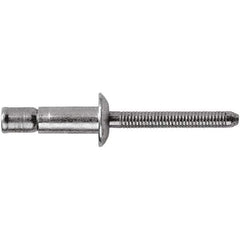 STANLEY Engineered Fastening - Size 6 Dome Head Steel Structural with Locking Stem Blind Rivet - Steel Mandrel, 0.064" to 0.437" Grip, 3/16" Head Diam, 0.194" to 0.204" Hole Diam, 0.12" Body Diam - USA Tool & Supply