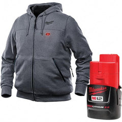 Milwaukee Tool - Size L Heated Sweatshirt - Gray, Polyester, Zipper Closure, 42 to 44" Chest - USA Tool & Supply