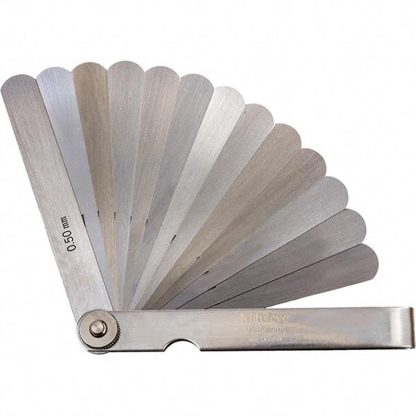 Mitutoyo - Feeler Gages   Thickness (mm): 0.5000    Leaf Length (mm): 100.00 - USA Tool & Supply
