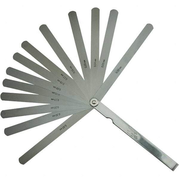 Mitutoyo - Feeler Gages   Thickness (mm): 0.5000    Leaf Length (mm): 150.00 - USA Tool & Supply
