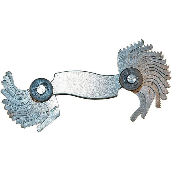 Mitutoyo - Screw Pitch Gages Threads per Inch Range: 8 - 28 Pitch Range (mm): 0.25-2.50 - USA Tool & Supply