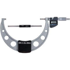 Mitutoyo - 7 to 8" Range, 0.0001" Resolution, Standard Throat IP65 Electronic Outside Micrometer - 0.00015" Accuracy, Ratchet Stop Thimble, Carbide-Tipped Face, SR44 Battery - USA Tool & Supply