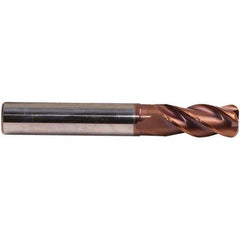 Emuge - 8mm Diam, 19mm LOC, 4 Flute Solid Carbide Roughing & Finishing End Mill - TiAlN Finish, 63mm OAL, 8mm Shank Diam, Cylindrical Shank, 38° Helix, Centercutting, Long Length - USA Tool & Supply