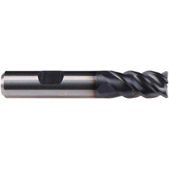 Emuge - 1/2" Diam, 1" LOC, 4 Flute Solid Carbide Roughing & Finishing End Mill - TiAlN Finish, 3" OAL, 1/2" Shank Diam, Weldon Shank, 50° Helix, Centercutting, Long Length - USA Tool & Supply
