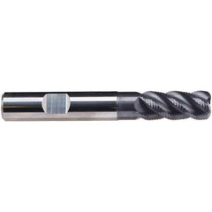 Emuge - 14mm Diam, Fine Pitch, 26mm LOC, 4 Flute Solid Carbide 2mm Corner Radius Roughing End Mill - TiAlN Finish, 83mm OAL, 14mm Shank Diam, Single End, Extended Reach, 45° Helix - USA Tool & Supply