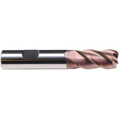 Emuge - 16mm Diam, 32mm LOC, 4 Flute Solid Carbide Roughing & Finishing End Mill - TiAlN Finish, 92mm OAL, 16mm Shank Diam, Weldon Shank, 38° Helix, Long Length - USA Tool & Supply