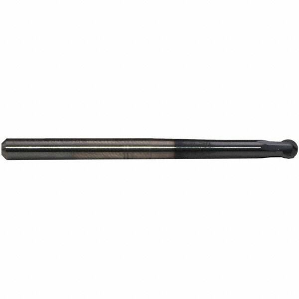 Emuge - 8mm Diam, 5.7mm LOC, 2 Flute Solid Carbide Ball End Mill - TiAlN Finish, Single End, 100mm OAL, 8mm Shank Diam, Ball Flute - USA Tool & Supply