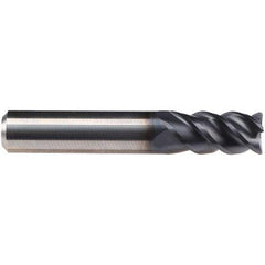 Emuge - 1/2" Diam, 1" LOC, 4 Flute Solid Carbide Roughing & Finishing End Mill - TiAlN Finish, 3" OAL, 1/2" Shank Diam, Cylindrical Shank, 50° Helix, Centercutting, Long Length - USA Tool & Supply