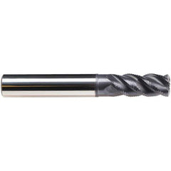 Emuge - 10mm Diam, 22mm LOC, 4 Flute Solid Carbide Roughing & Finishing End Mill - TiAlN Finish, 72mm OAL, 10mm Shank Diam, Cylindrical Shank, 45° Helix, Long Length - USA Tool & Supply